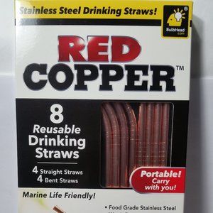 Red Copper Stainless Steel Reusable Drinking Straw